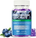 Magnesium Glycinate Gummies 1000mg, Hoge Absorptie Suikervrij Magnesium Kaliumsupplement voor ontspanning, stressverlichting en slaapondersteuning voor volwassenen en kinderen (Blueberry)