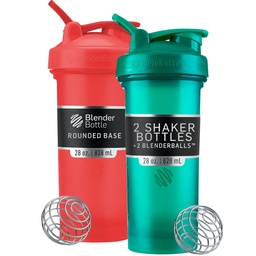 BlenderBattle Classic V2 Shaker Bottle Perfect voor eiwitshakes en pre-workout, 28-Ounce (2 Pack), rood, groen