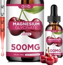 Magnesium Glycinate Supplement, Magnesium Glycinate Liquid Drops 500mg met Calcium, Zink, Vitamine B6, D3, L-Theanine, Omega 3 voor Slaap, Mood, Stress Relief, Bot, Spier, Cherry Flavor