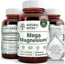 Natuurlijke Nutra Mega Magnesium 400 mg supplement - Hoge absorptie Aminozuurchelaat, Citrate, Malate Blend voor spiergroei, botsterkte, hartgezondheid, zenuwondersteuning - 90 capsules (verpakking van 3)