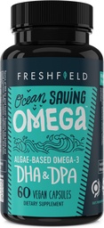 Ocean Saving Omega, Algen Omega 3, DHA-supplement, 2-maands aanbod, duurzaam gevoed, hoogste niveaus van DHA per capsule (440 mg), w/DPA