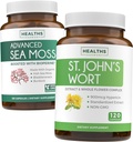 Sea Moss & St. John's Wort (2-maand supply) Mood Moss Blend - Organic Irish Sea Moss - Raw Vegan Supplement (120 Caps) & St John's Wort with Powerful 900mcg Hypericine Vegan Non-GMO (120 Capsules)