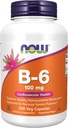 NOW Foods Supplements, Vitamine B-6 (Pyridoxine HCl) 100 mg, Cardiovasculaire Gezondheid, 250 Veg Capsules