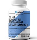 Ashwagandha 10000mg Tongkat Ali 40000mg Supplement met Multivitamine D3 K2 - Mannen Gezondheid &amp; Stress, Mood, Energie, Endurance Support - Ashwagandha Capsules Tongkat Ali for Men USA - 60 Count