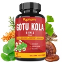Biologische Gotu Kola Extract Capsules met Reishi, Cordyceps, Rosemary, Gingko Biloba & Valerian Root - 90 Tellingen gedurende 3 maanden - Ondersteunt hersenen, immuniteit, huid- en hartgezondheid