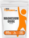 BulkSupplements.com Magnesiumoxidepoeder - Magnesiumoxidesupplement, mineraalsupplement - Voedingskwaliteit & glutenvrij, 835mg per portie, 1kg (2,2 lbs) (verpakking van 1)