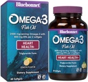 Bluebonnet Nutrition Omega-3 Heart Formula Natural Wild Caught Triglyceride Form DHA 600 mg EPA 800 mg - Highly Concentrated Heart Health Support Supplement - Gluten-Free - 60 Softgel