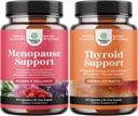 Bundle of Complete Herbal Menopauze Supplement voor vrouwen voor Nacht Sweaters Mood en meer met Dong Quai Vitex Chaste Berry en Herbal Thyroid Ondersteuning Complex Mood Enhancer Energy Supplement voor schildklier