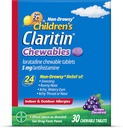 Children's Claritin Chewables 24 Hour Allergy Relief, Non Drowsy Kids Allergy Medicine, Grape Antihistamine Chewable Tablets, 30 Count