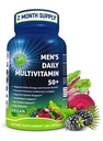 Mannen dagelijks Multivitamine 50 Plus - Vegan Gemethyleerde Multivitamine voor mannen 50 en ouder - Zag Palmetto, Biotin, Biologische Superfoods, Luteïne - Oog, Energie, Gut, Gezondheidsondersteuning - Gemakkelijk om Capsules door te slikken