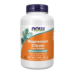 NOW Foods Supplementen, Magnesium Citrate Pure Powder, Enzyme Function*, Zenuwstelselondersteuning*, 8-Ounce