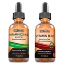 SBR Voeding D3+K2 en B12 Bundel Vitamine D3K2 (MK7) Vloeistofdruppels, pepermunt 1oz 