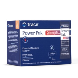 Trace Minerals Power Pak Multivitamine en Multimineral Packets - Electrolyte Support - 1200 mg Vitamine C Plus 70 Granaatappel Blueberry Flavor - 30 Packets