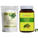 HERBAL HILLS Neem Leaf Powder and Moringa Tablets Shigru Pack van 2 Combo
