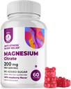 DR. MORITZ Magnesium Citrate Gummies voor volwassenen - Suikervrije Kalm Magnesium Gummies - Ondersteunt een gezonde Stress Respons - Raspberry Flavor - Non-GMO, 200 mg (60 Tellen)