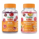 Levensvatbare Magnesium Citrate Kids + Iron & Vitamin C Kids, Gummies Bundle - Grote Proeverij, Vitamine Supplement, Glutenvrij, GGO-vrij, Kauwbare Gummy