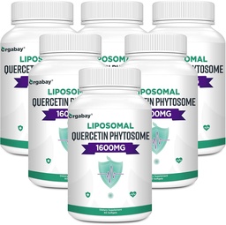 Orgabay Liposomal Quercetine Phytosome 1600 mg,Bromelain 200mg,Zinc 30mg,Vitamine C Turmeric 40 mg,Hoogstste Absorptie,Quercetin Complex, 360 Softgels