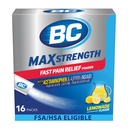BC MAX Sterkte Snelle pijnverlichting Poeder, Limonade smaak Aspirine 500 mg en Acetaminophen 500 mg Oplossen Packs, 16 Tellen