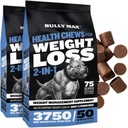 Bully Max 2-in-1 Hondengezondheid Kauwen voor gewicht en Wellness . . Zachte Kauwen voor volwassen en senior honden . . Ondersteunt spijsvertering, energie, & gezond Lichaamsgewicht . . 2 Packs (75ct Elk Pack)