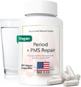 Gevoede periode + PMS Repareren - Menstruele Cycle Ondersteuning Supplement voor vrouwen - Veganistische formule voor maandelijkse cycli, Krampen, Mood, Hoofdpijn - 60 Capsules