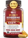 21-in-1 Berberine Supplement met Ceylon Cinnamon - 1500mg Biologische Berberine HCL Phytosoom, 5X Hogere Absorptie voor Metabolisme Ondersteuning 20 Capsules