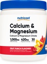 Nutricost Calcium Magnesium Poeder (Fruit Punch, 30 porties) - Bone Support, Non-GMO, Glutenvrij (van Calcium citraat en Magnesium citraat)