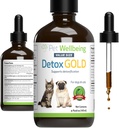 Pet Wellbeing Detox Gold for Dogs & Cats - Gentle Detoxification & Elimination Support, Immuun System Care, Brandnetel, Gezegende Thistle - Veterinair-geformuleerd kruidensupplement 4 oz (118 ml)