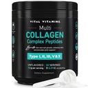 Vitale vitamines Multi collagen Peptides Powder - Unflavored, Easy to Solution - Type I, II, III, V, X - for Women & Men - Promoot haar, huid, nagels, & Joint Health - 30 Servers