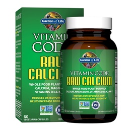 Tuin van het leven Raw Calcium Supplement voor vrouwen en mannen - Vitamine code gemaakt van hele voeding met magnesium, K2, vitamine D3 en vitamine C Plus Probiotica voor spijsvertering, 60 capsules