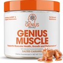 The Genius Brand Genius Muscle - Muscle Health Supplement for Growth, Endurance & Recovery - Non-Hormonal Formula - 6 Organic Paddestoelen - Naturally-Sweetened - 30 Servings - Salted Caramel