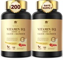 Vitamin D3 5000IU snel oplossen met Calcium & Magnesium - voor Quick Nutriënt Absorptie-Sugar Gratis Kauwbaar supplement voor botten Kracht, Tanden, Spier, Immune Health, 200 Snelle Smelttabletten
