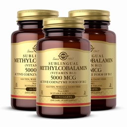 Solgar Methylcobalamine (Vitamine B12) 5000 mcg, 60 Nuggets (pakket van 3) - Cherry Flavor - Ondersteunt het energiemetabolisme - Body-Ready, Active Form - Non-GMO, Veganist, Glutenvrij - 180 Totaal porties