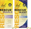 Stress & Sleep Bundle, Bach RESCUE Pearls, Natural Stress Relief [and] RESCUE Sleep Liquid Melts, Natural Sleep Aid - 2-Pk, Homeopathic Flower Essence