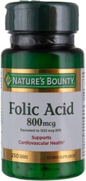 Bounty Foliumzuur 800 mcg Tabletten Maximale sterkte 250 Telling (verpakking van 6)