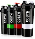 17 Oz Multi-Compartment Shaker Fles met 4-pack Set BPA-Free, Leakproof, Proteïne Mixer & Supplement opslag