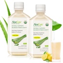 AloëCure USDA Biologische Aloë Vera Juice Lemon Flavor - Made within 12 Hours of Harvest - Natural Digestief supplement voor evenwichtige maagzuur - Ondersteuning Digestieve en Immune Health, 2 Btls x 16.7oz