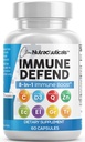 Clean Nutraceuticals Immune Defense Support Supplement 8 in 1 met zink 50mg Quercetin, VIT C 1000mg, Vitamine D3 5000 IE, Vlierbes, Gember - Immunity System Booster voor volwassenen, Vegan - 60 Tel.