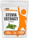 BulkSupplements.com Stevia Extract Powder - Stevia Sweetener - Zero Calorie Sweetener, Glutenvrij, 40mg per portie, 1kg (verpakking van 1)