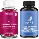 WellPath Elderberry Gummies with Zinc + Rest Valerian Root Sleep Aid for Adults with Melatonin & L-Theanine, 60 Ct Each