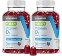 Viteey Vitamine D3 Gummies for Adults & Teens - 2.000 IE, 50 mcg - Sugar Free, Bone, Joint & Muscle Health, Immune Boost - Vegetarisch, Gelatine Free, GGO Free - Smakelijke Kauwbare Berry Flavored Gummy
