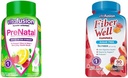 Vitafusion PreNatal Gummy Vitamins, Raspberry Lemonade Flavored, Pregnancy Vitamins for Women & Fiber Well Sugar Free Fiber Supplement, Peach, Strawberry and BlackBerry Flavored