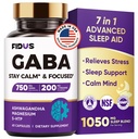 GABA L-Theanine Ashwagandha - 1050mg Blend - Made in USA - Advanced Sleep Aid & Calm- Magnesium, 5-HTP, Vitamine B6 & B12, GABA (Gamma Aminoboterzuur) Supplement - Melatonine-Free & Non-Habit Forming