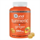Qunol Kurkuma en gember met zwarte peper Gummies, Kurkuma Curcumin Supplement, Joint Health Support Gummy, 90ct Gummies