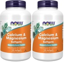 NOW Foods Supplementen, Calcium & Magnesium met Vitamine D-3 en Zink, ondersteunt Bone Health*, 120 Softgels, (pakket van 2)