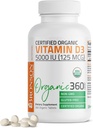 Bronson Vitamine D3 5.000 IE (125 mcg) Gecertificeerde Organische Hoge Potentie Non-GMO Vitamine D Supplement, 360 tabletten