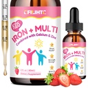 Liquid Iron Supplement for Kids, Women & Men - with Calcium, Zink, Kids Multivitamine with Iron Drops - Immune Support, Blood Builder & Energy Support for Iron Deficency, Anemia, Vegan 2 Fl Oz