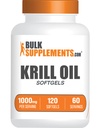 BulkSupplements.com Krill Oil 1000mg Softgels - Antarctic Krill Oil Supplement - Omega 3 Supplement, DHA Supplement - Glutenvrij, 2 Softgels per Serving, 120 Tellen (Pack of 1)