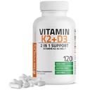 Bronson Vitamine K2 (MK7) met D3 Supplement Non-GMO Formule 5000 IE Vitamine D3 & 90 mcg K2 MK-7 Eenvoudig doorslikken D & K Complex, 120 capsules
