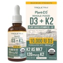 Biologische Plant D3 K2 vitamine 10000 ie - All-Trans MK7 van MenaQ7 (120 mcg K2) - 100% Biologische & Plant-Based Sublingual D3 Drops 10.000 ie (Cholecalciferol), 100% Vegan - Ondersteuning Immunity, Bone, Brain