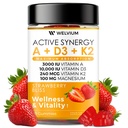 Vitamine D3 K2 Gummies 10000 IE met Magnesium Glycinate, Calcium, B12, K2 MK-7, Vitaminen A, E, Luteïne, Zeaxanthine - ADK Kauwbare Supplement voor bot, oog, Immuunondersteuning - D3K2 Gummies